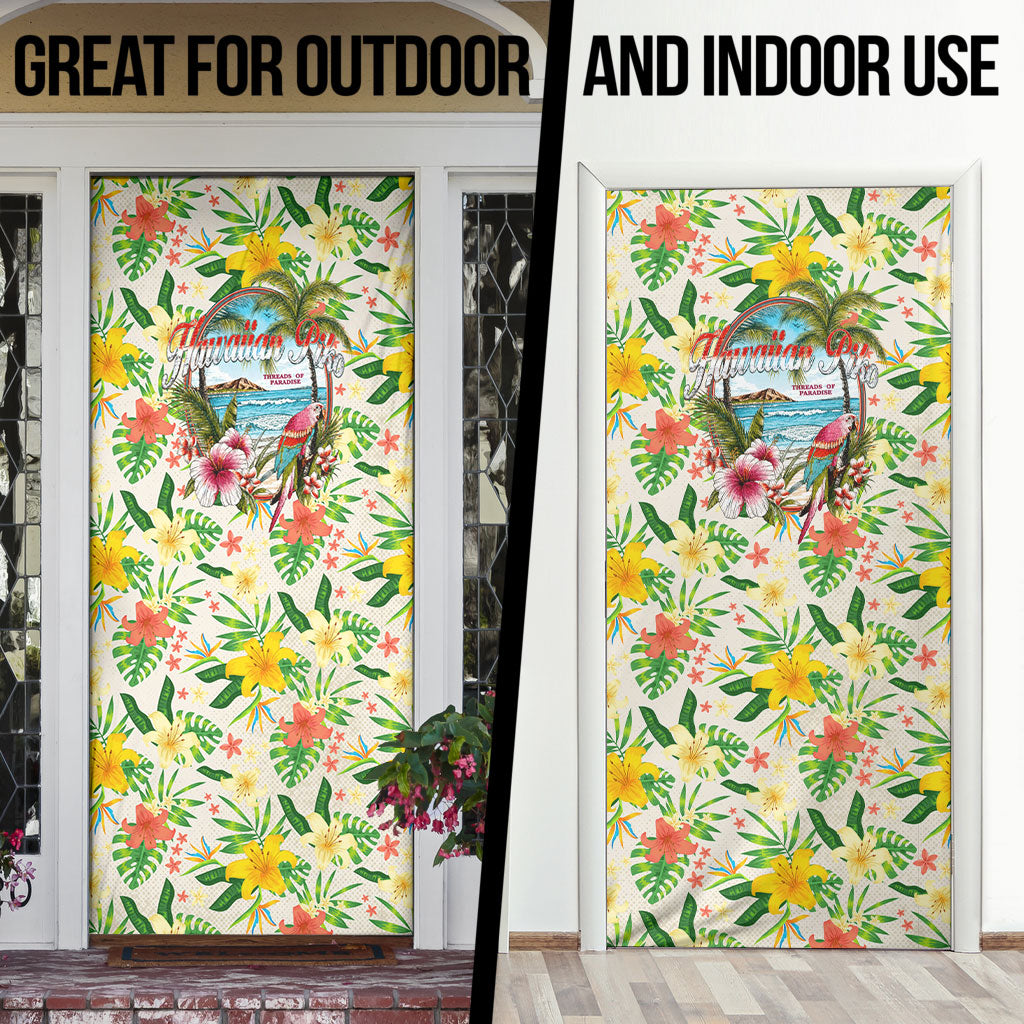 Hawaiian Piko Threads Of Paradise Aloha Door Cover Tropical Hibiscus Plumeria