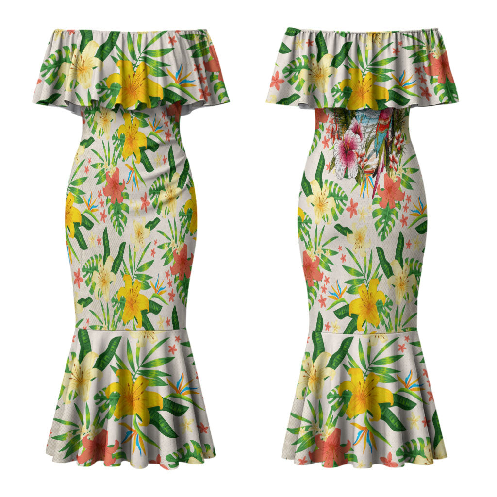 Hawaiian Piko Threads Of Paradise Aloha Family Matching Mermaid Dress and Hawaiian Shirt Tropical Hibiscus Plumeria