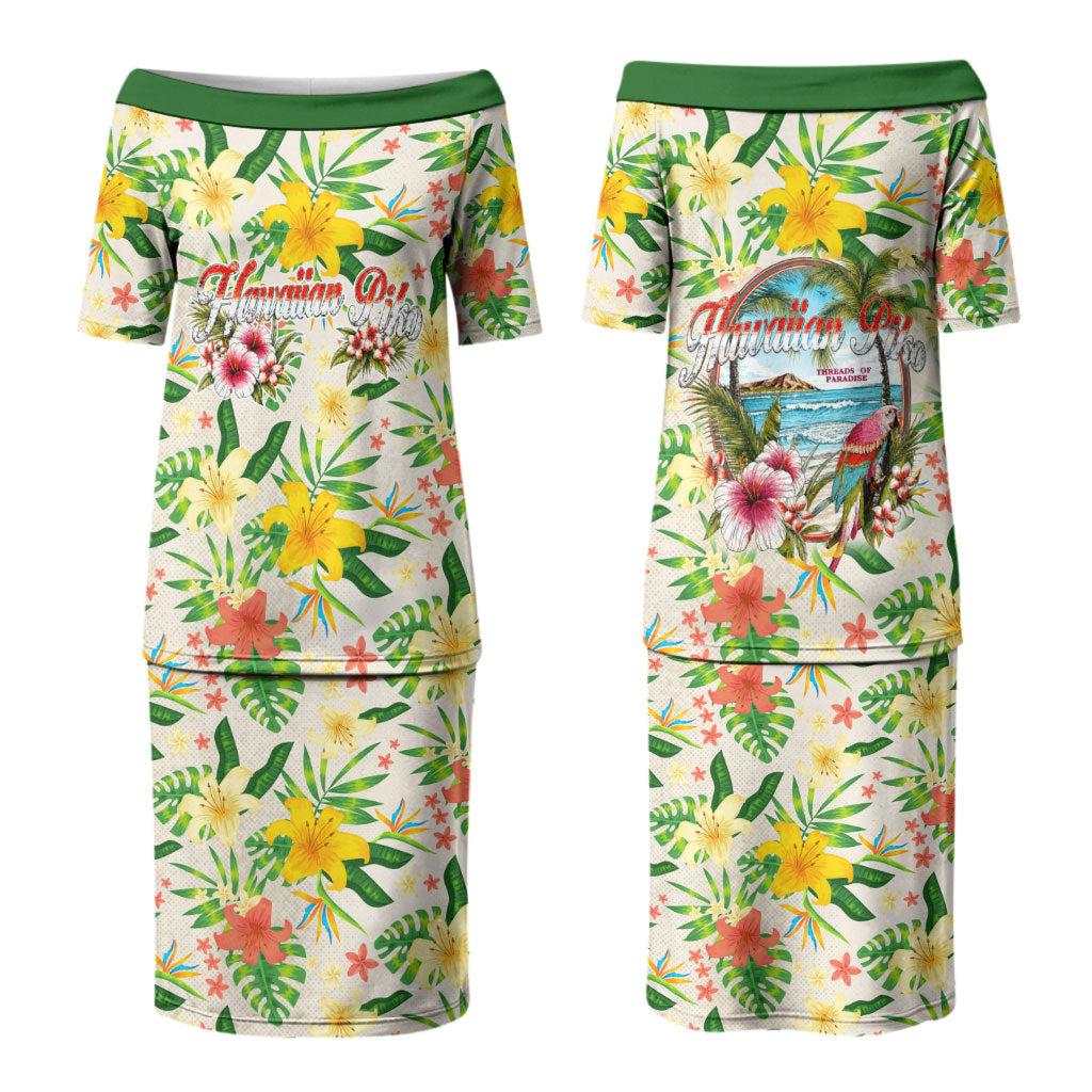 Hawaiian Piko Threads Of Paradise Aloha Family Matching Puletasi and Hawaiian Shirt Tropical Hibiscus Plumeria