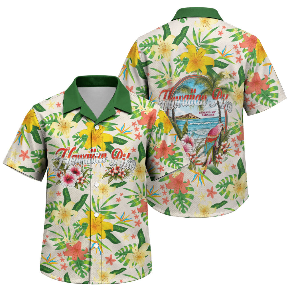 Hawaiian Piko Threads Of Paradise Aloha Family Matching Short Sleeve Bodycon Dress and Hawaiian Shirt Tropical Hibiscus Plumeria