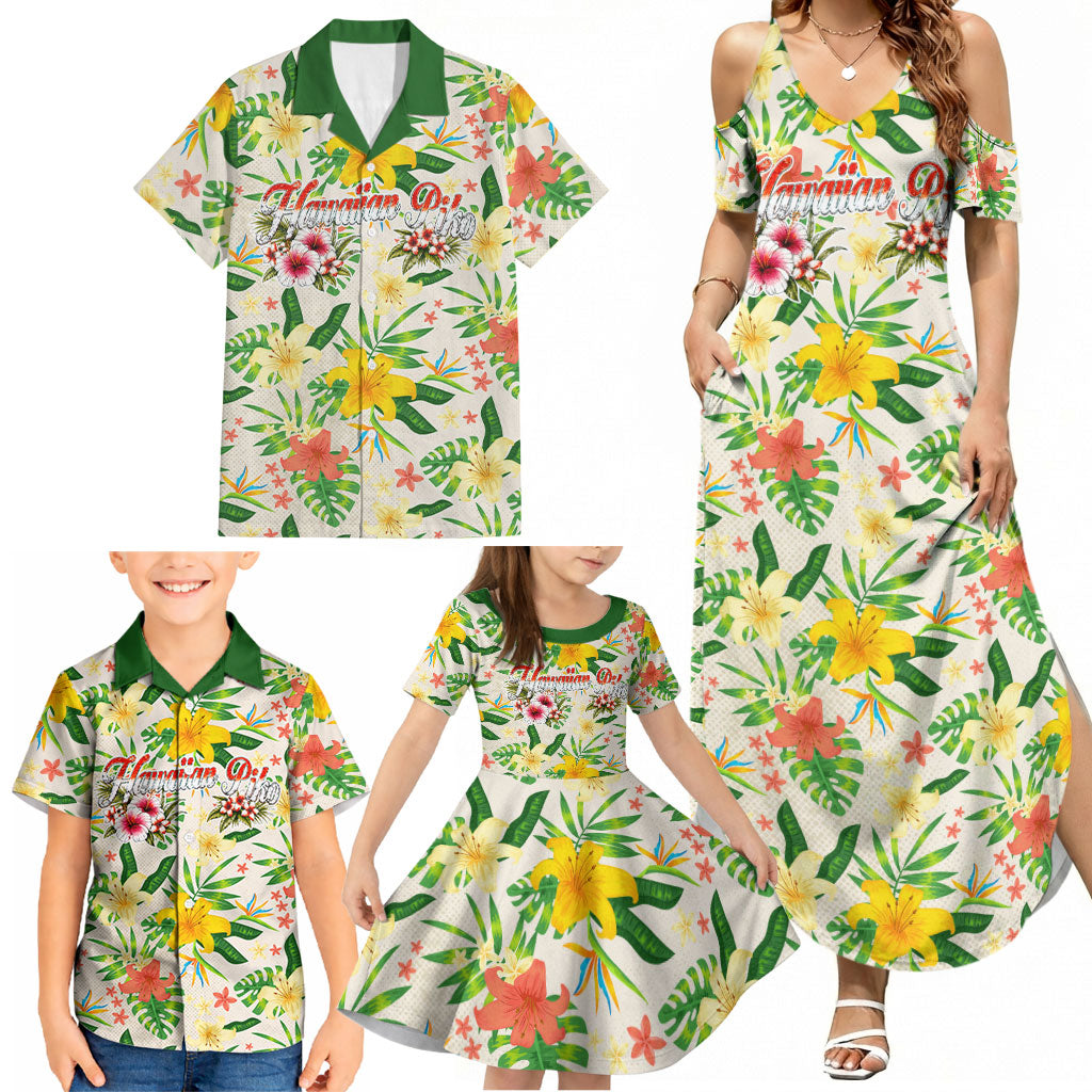 Hawaiian Piko Threads Of Paradise Aloha Family Matching Summer Maxi Dress and Hawaiian Shirt Tropical Hibiscus Plumeria