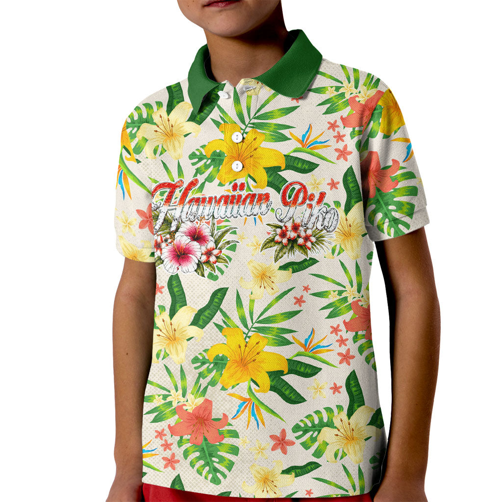 Hawaiian Piko Threads Of Paradise Aloha Kid Polo Shirt Tropical Hibiscus Plumeria