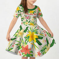Hawaiian Piko Threads Of Paradise Aloha Kid Short Sleeve Dress Tropical Hibiscus Plumeria