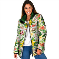 Hawaiian Piko Threads Of Paradise Aloha Padded Jacket Tropical Hibiscus Plumeria