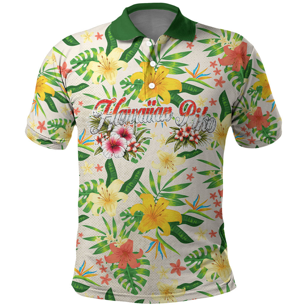 Hawaiian Piko Threads Of Paradise Aloha Polo Shirt Tropical Hibiscus Plumeria