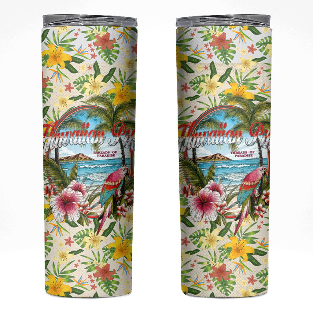 Hawaiian Piko Threads Of Paradise Aloha Skinny Tumbler Tropical Hibiscus Plumeria
