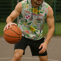 Hawaiian Piko Threads Of Paradise Aloha Sleeveless Hoodie Tropical Hibiscus Plumeria