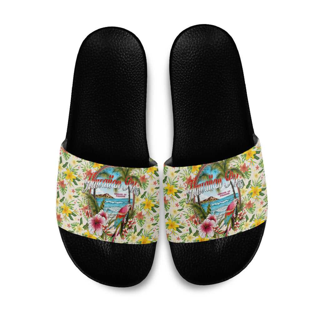 Hawaiian Piko Threads Of Paradise Aloha Slide Sandals Tropical Hibiscus Plumeria