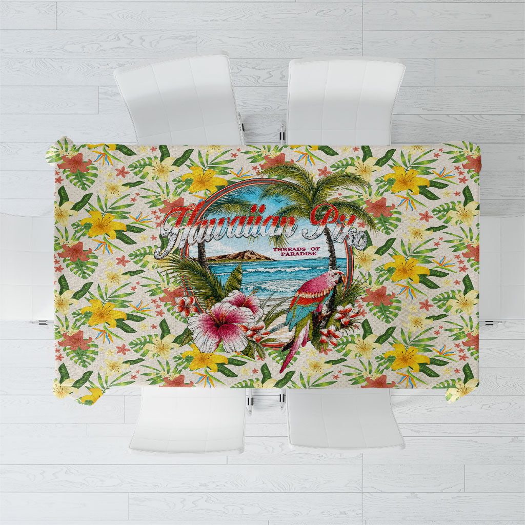 Hawaiian Piko Threads Of Paradise Aloha Tablecloth Tropical Hibiscus Plumeria