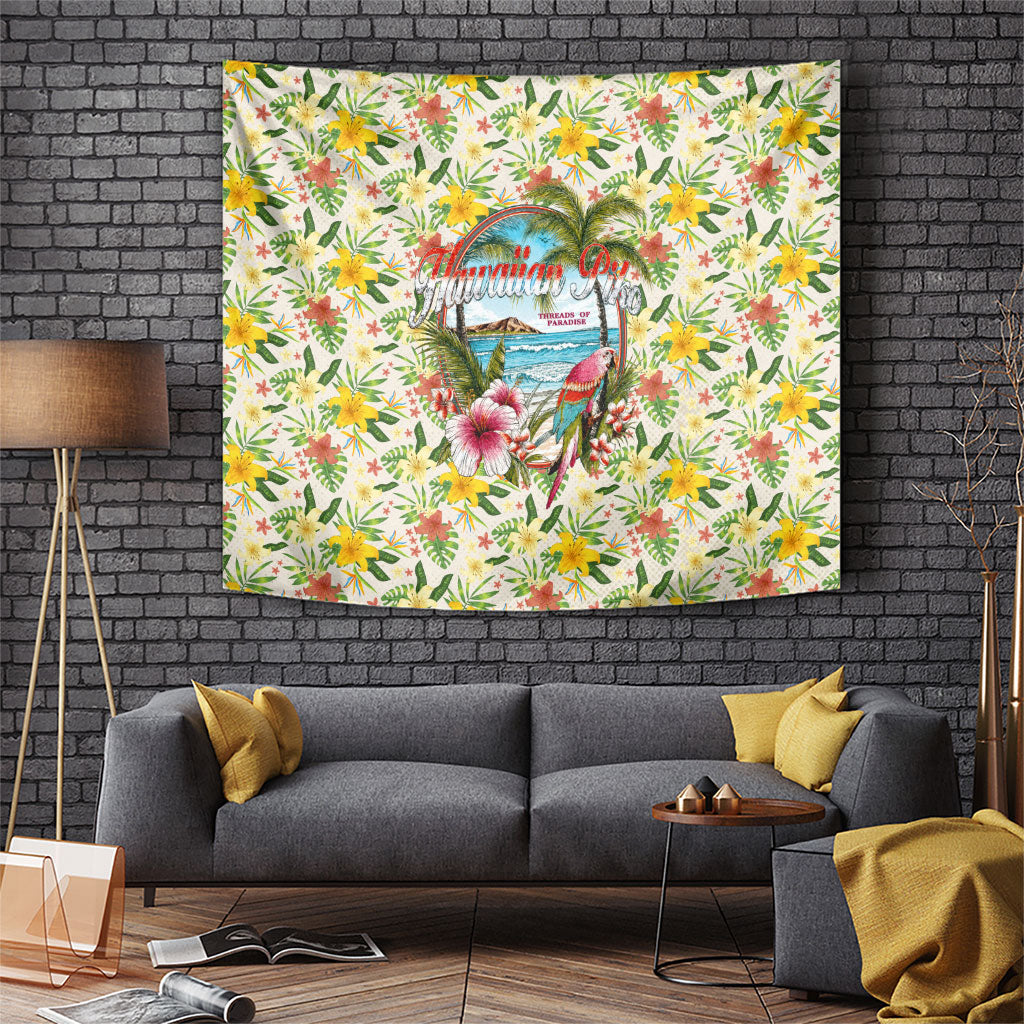 Hawaiian Piko Threads Of Paradise Aloha Tapestry Tropical Hibiscus Plumeria