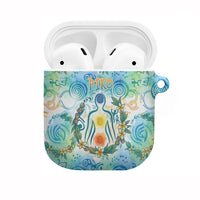 Hawaiian Piko Cultural Pride Aloha AirPods Case Watercolor Spiral Art - Tropical Plumeria Lei Garland