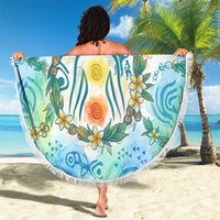 Hawaiian Piko Cultural Pride Aloha Beach Blanket Watercolor Spiral Art - Tropical Plumeria Lei Garland
