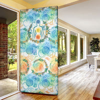 Hawaiian Piko Cultural Pride Aloha Door Cover Watercolor Spiral Art - Tropical Plumeria Lei Garland