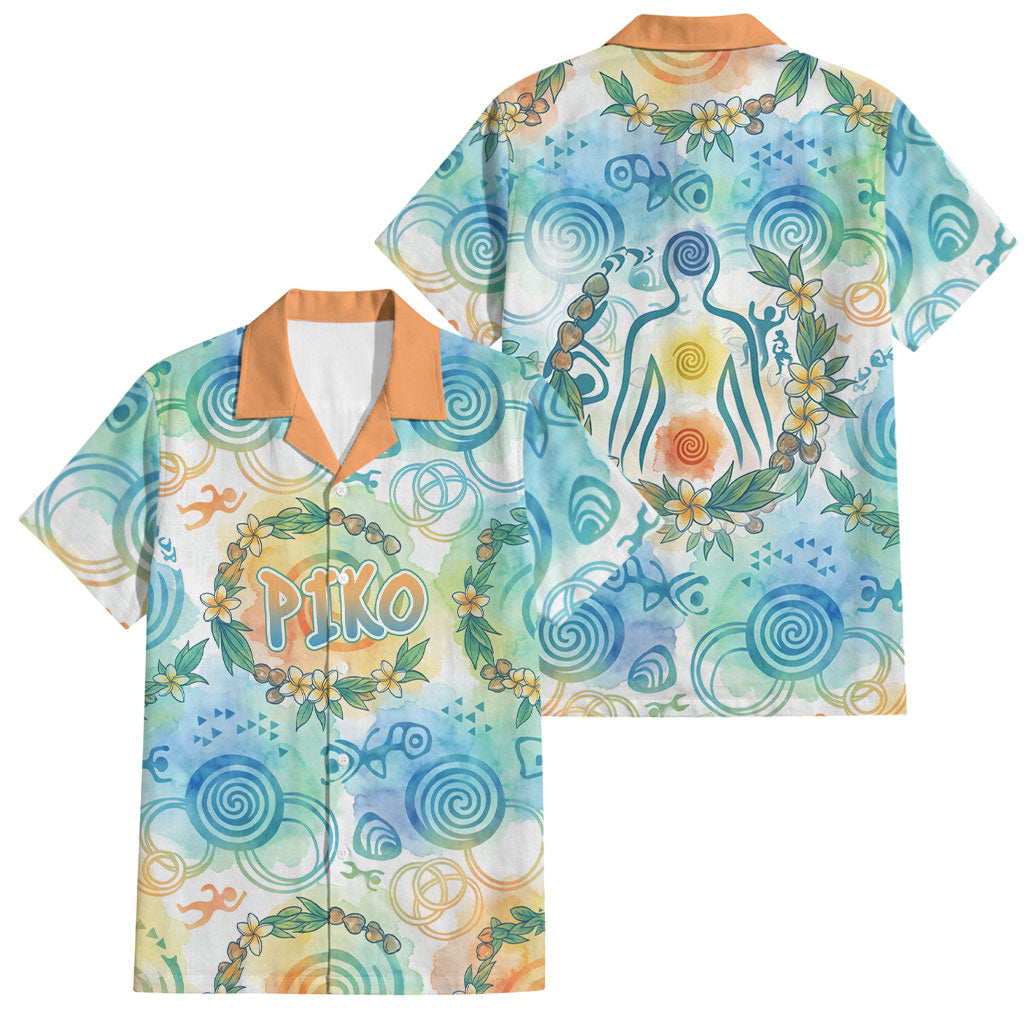 Hawaiian Piko Cultural Pride Aloha Family Matching Long Sleeve Bodycon Dress and Hawaiian Shirt Watercolor Spiral Art - Tropical Plumeria Lei Garland