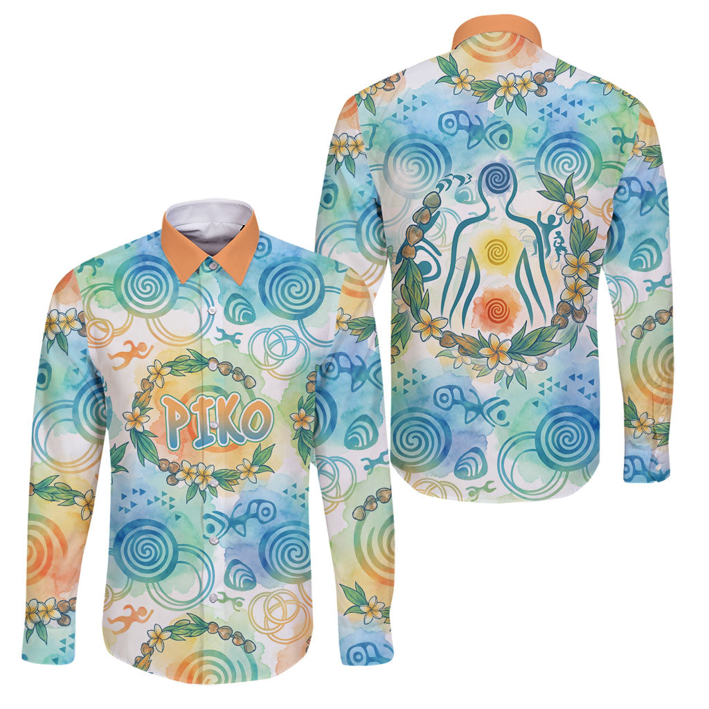 Hawaiian Piko Cultural Pride Aloha Family Matching Off The Shoulder Long Sleeve Dress and Hawaiian Shirt Watercolor Spiral Art - Tropical Plumeria Lei Garland