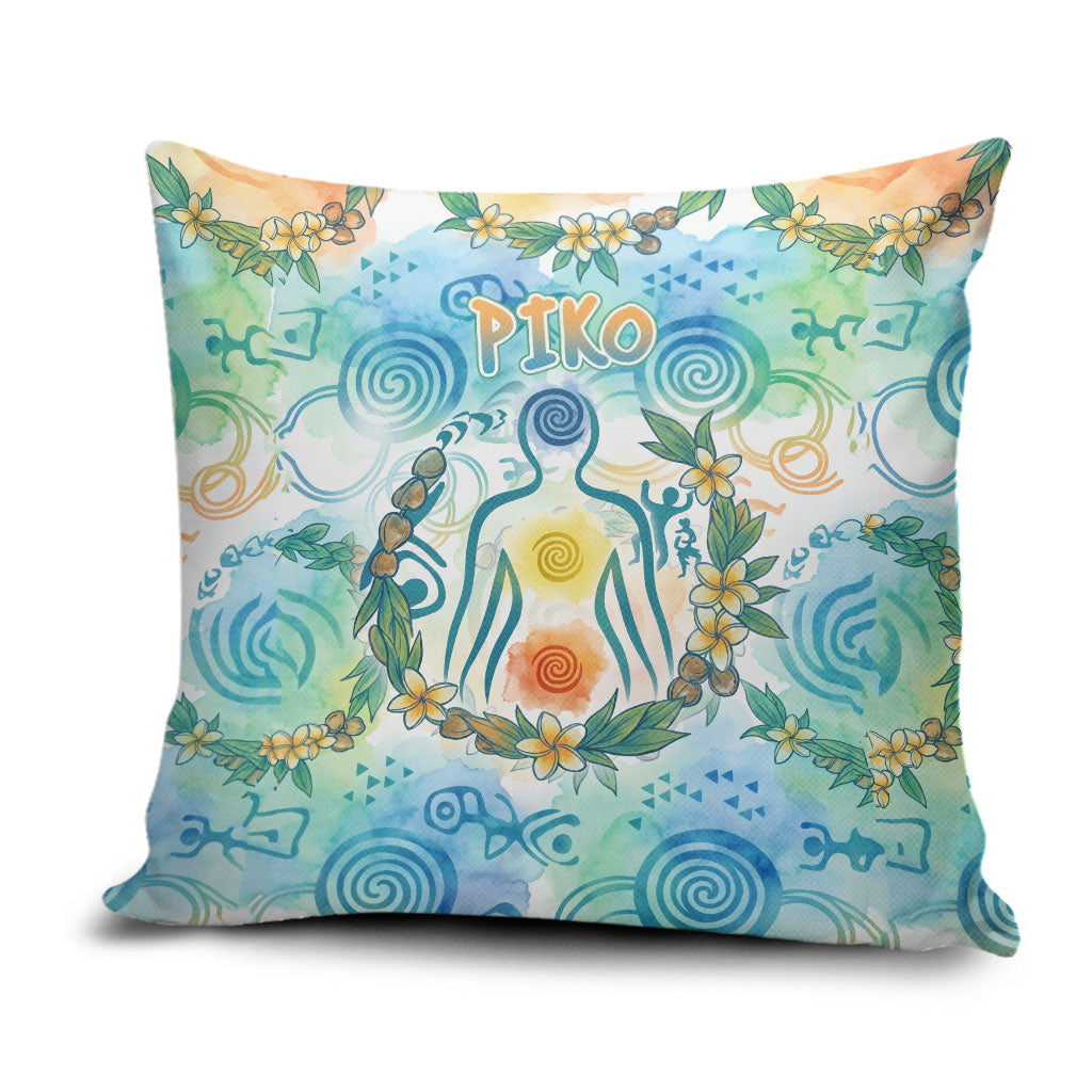 Hawaiian Piko Cultural Pride Aloha Pillow Cover Watercolor Spiral Art - Tropical Plumeria Lei Garland