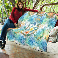Hawaiian Piko Cultural Pride Aloha Quilt Watercolor Spiral Art - Tropical Plumeria Lei Garland