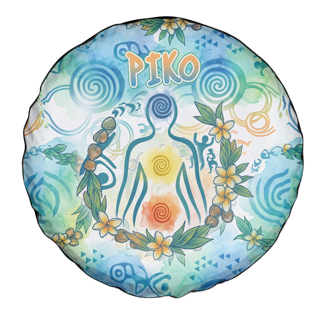 Hawaiian Piko Cultural Pride Aloha Spare Tire Cover Watercolor Spiral Art - Tropical Plumeria Lei Garland