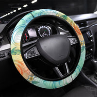 Hawaiian Piko Cultural Pride Aloha Steering Wheel Cover Watercolor Spiral Art - Tropical Plumeria Lei Garland
