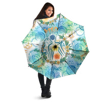Hawaiian Piko Cultural Pride Aloha Umbrella Watercolor Spiral Art - Tropical Plumeria Lei Garland