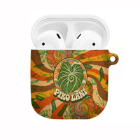 Hawaiian Piko Lani Cultivate I Ka Piko Aloha AirPods Case Retro Psychedelic Taro Leaf - Hibiscus Flowers