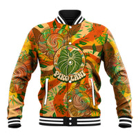 Hawaiian Piko Lani Cultivate I Ka Piko Aloha Baseball Jacket Retro Psychedelic Taro Leaf - Hibiscus Flowers