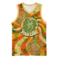 Hawaiian Piko Lani Cultivate I Ka Piko Aloha Basketball Jersey Retro Psychedelic Taro Leaf - Hibiscus Flowers