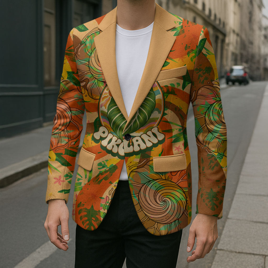 Hawaiian Piko Lani Cultivate I Ka Piko Aloha Blazer Retro Psychedelic Taro Leaf - Hibiscus Flowers