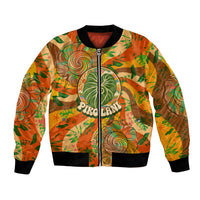 Hawaiian Piko Lani Cultivate I Ka Piko Aloha Bomber Jacket Retro Psychedelic Taro Leaf - Hibiscus Flowers
