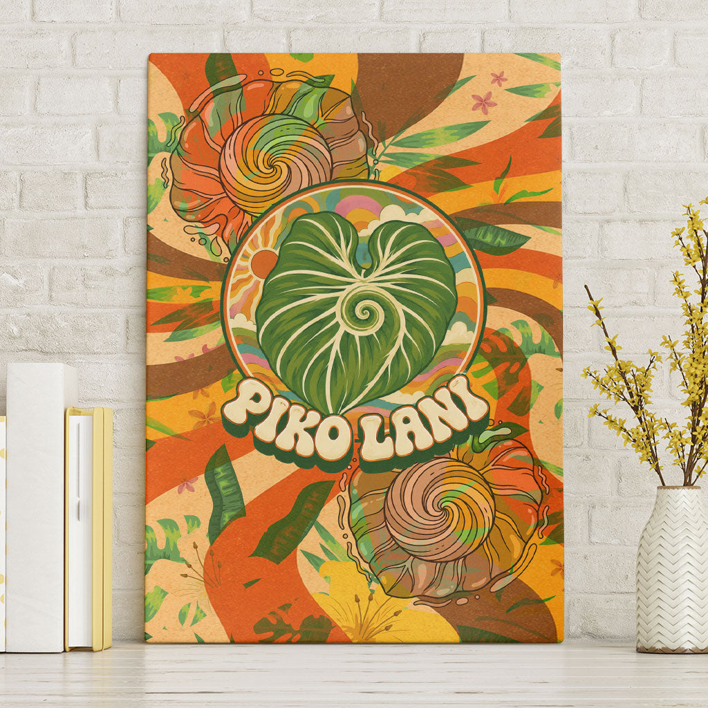 Hawaiian Piko Lani Cultivate I Ka Piko Aloha Canvas Wall Art Retro Psychedelic Taro Leaf - Hibiscus Flowers