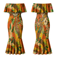 Hawaiian Piko Lani Cultivate I Ka Piko Aloha Family Matching Mermaid Dress and Hawaiian Shirt Retro Psychedelic Taro Leaf - Hibiscus Flowers