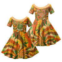 Hawaiian Piko Lani Cultivate I Ka Piko Aloha Family Matching Short Sleeve Bodycon Dress and Hawaiian Shirt Retro Psychedelic Taro Leaf - Hibiscus Flowers