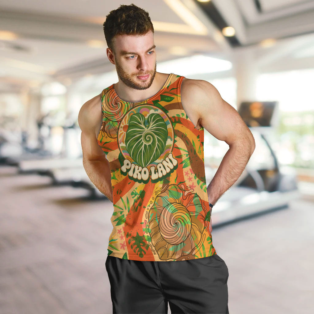 Hawaiian Piko Lani Cultivate I Ka Piko Aloha Men Tank Top Retro Psychedelic Taro Leaf - Hibiscus Flowers