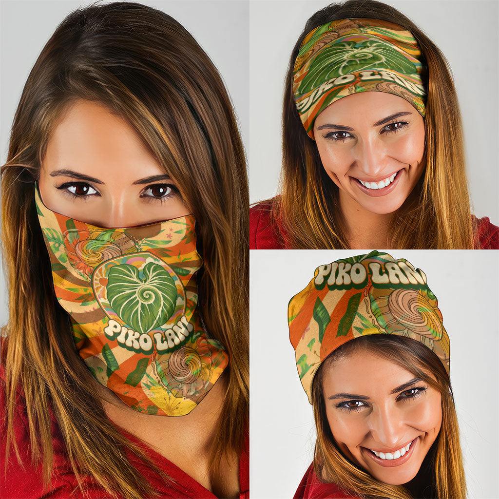 Hawaiian Piko Lani Cultivate I Ka Piko Aloha Neck Gaiter Retro Psychedelic Taro Leaf - Hibiscus Flowers