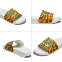 Hawaiian Piko Lani Cultivate I Ka Piko Aloha Slide Sandals Retro Psychedelic Taro Leaf - Hibiscus Flowers