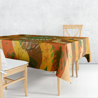 Hawaiian Piko Lani Cultivate I Ka Piko Aloha Tablecloth Retro Psychedelic Taro Leaf - Hibiscus Flowers