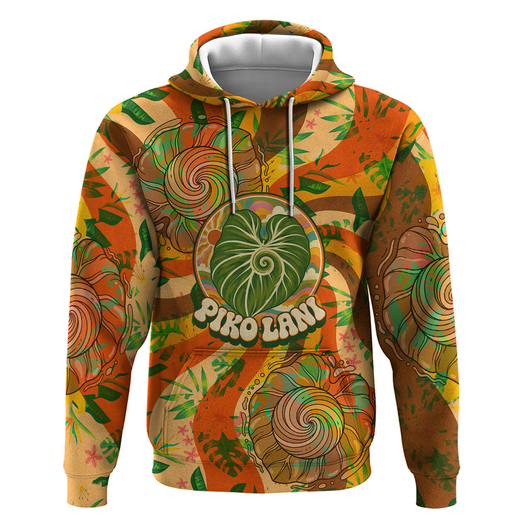 Hawaiian Piko Lani Cultivate I Ka Piko Aloha Zip Hoodie Retro Psychedelic Taro Leaf - Hibiscus Flowers