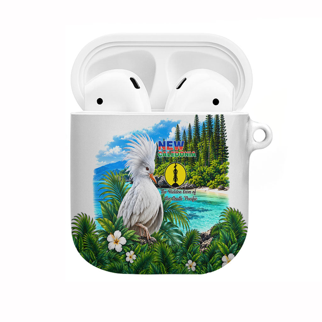 New Caledonia Kagu Bird Nature AirPods Case South Pacific Hidden Gem Tropical Landscape TS04 Green White - Polynesian Pride