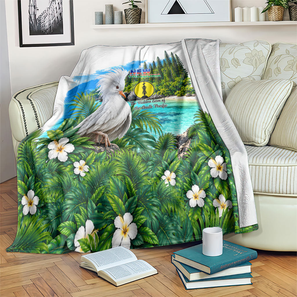 New Caledonia Kagu Bird Nature Blanket South Pacific Hidden Gem Tropical Landscape TS04 Green White - Polynesian Pride