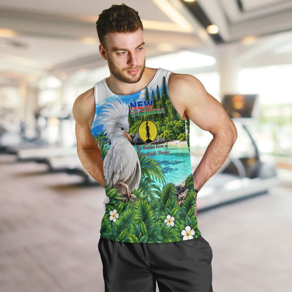 New Caledonia Kagu Bird Nature Men Tank Top South Pacific Hidden Gem Tropical Landscape TS04 Green White - Polynesian Pride