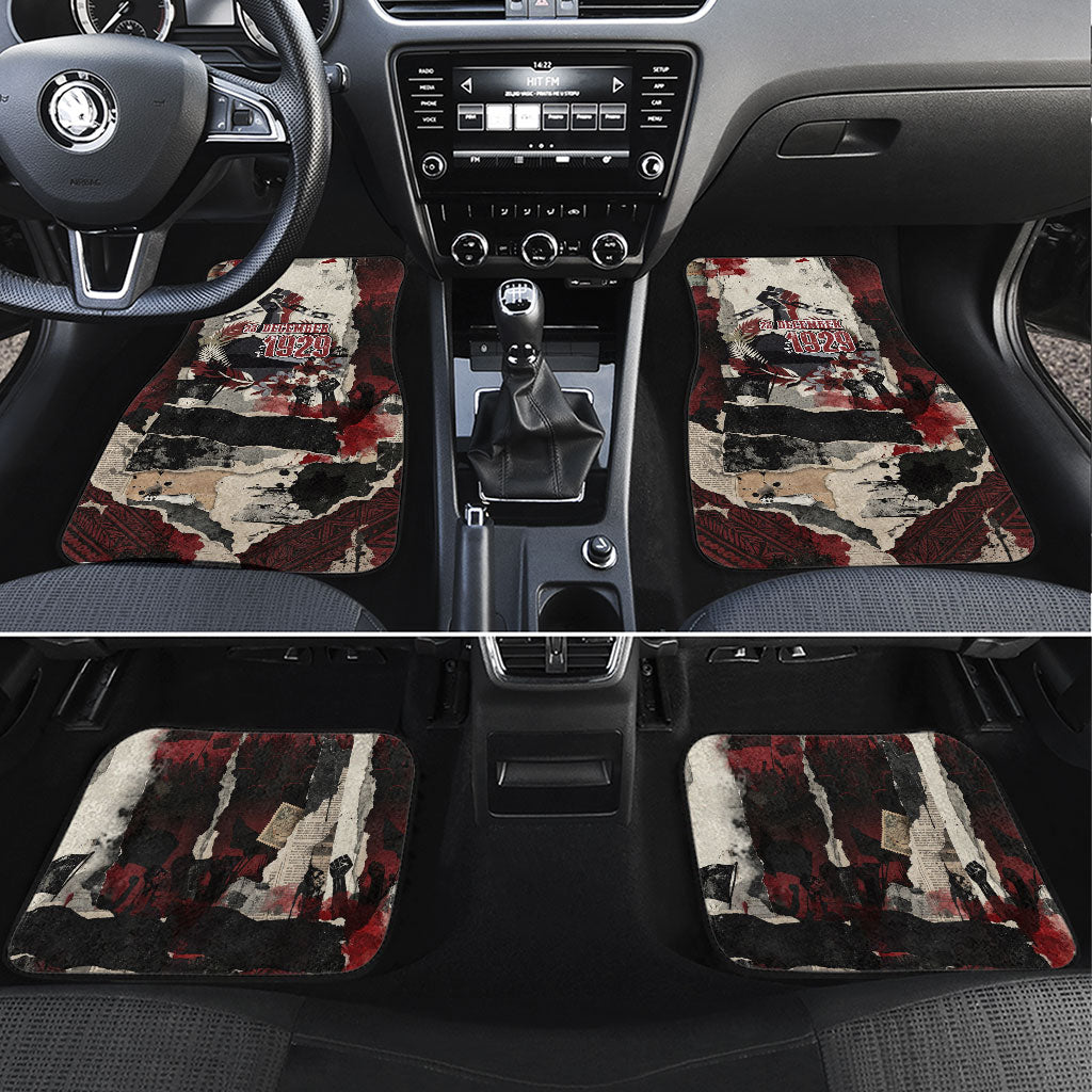 Samoa Black Saturday 1929 Car Mats Mau Movement Vintage Newspaper Grunge Polynesian TS04 Set 4pcs Black Red - Polynesian Pride