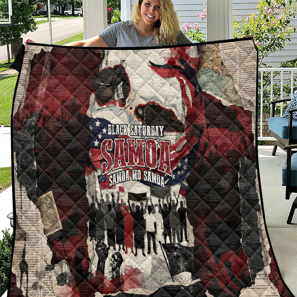 Samoa Black Saturday 1929 Quilt Mau Movement Vintage Newspaper Grunge Polynesian TS04 Black Red - Polynesian Pride
