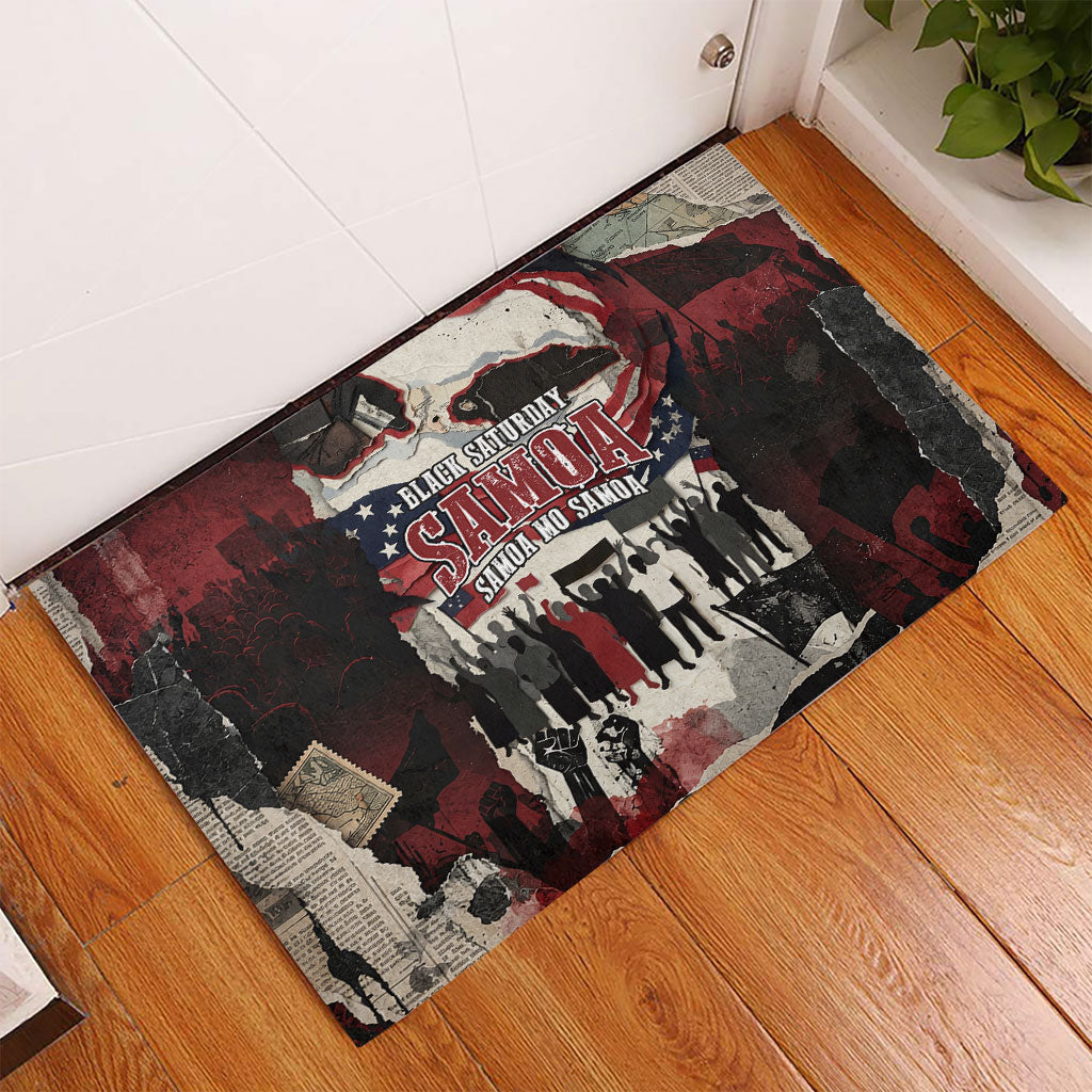 Samoa Black Saturday 1929 Rubber Doormat Mau Movement Vintage Newspaper Grunge Polynesian TS04 - Polynesian Pride