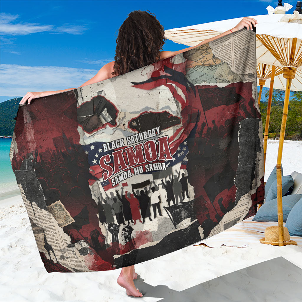 Samoa Black Saturday 1929 Sarong Mau Movement Vintage Newspaper Grunge Polynesian TS04 One Size 44 x 66 inches Black Red - Polynesian Pride