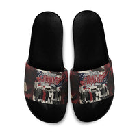 Samoa Black Saturday 1929 Slide Sandals Mau Movement Vintage Newspaper Grunge Polynesian TS04 Black Red - Polynesian Pride