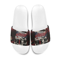 Samoa Black Saturday 1929 Slide Sandals Mau Movement Vintage Newspaper Grunge Polynesian TS04 Black Red - Polynesian Pride