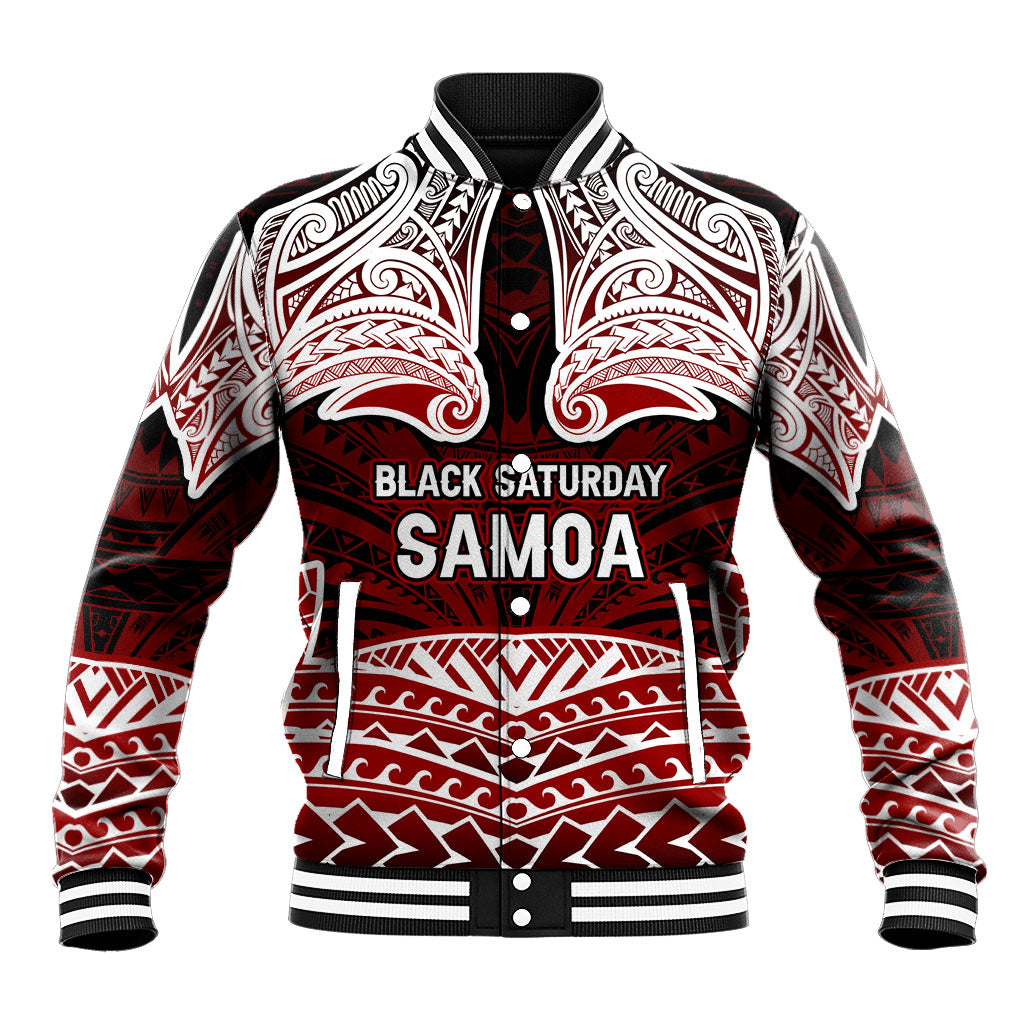 Samoa Black Saturday Mau Movement Baseball Jacket Polynesian Tribal Pattern Coat Of Arms Graphic Art TS04 Unisex Red White - Polynesian Pride