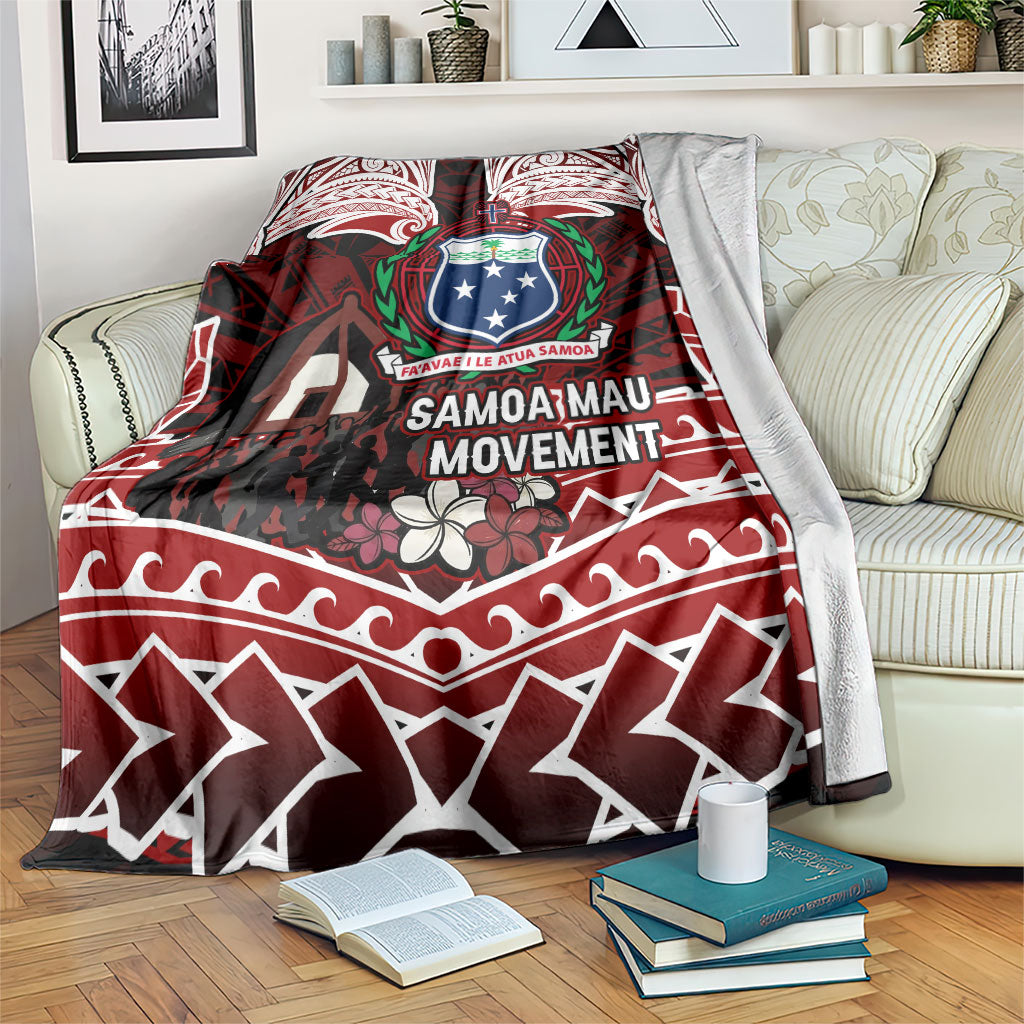 Samoa Black Saturday Mau Movement Blanket Polynesian Tribal Pattern Coat Of Arms Graphic Art TS04 Red White - Polynesian Pride