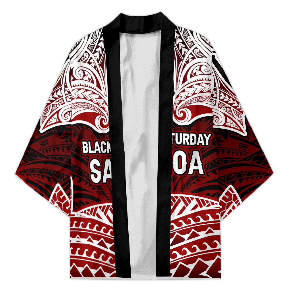 Samoa Black Saturday Mau Movement Kimono Polynesian Tribal Pattern Coat Of Arms Graphic Art TS04 Unisex Red White - Polynesian Pride