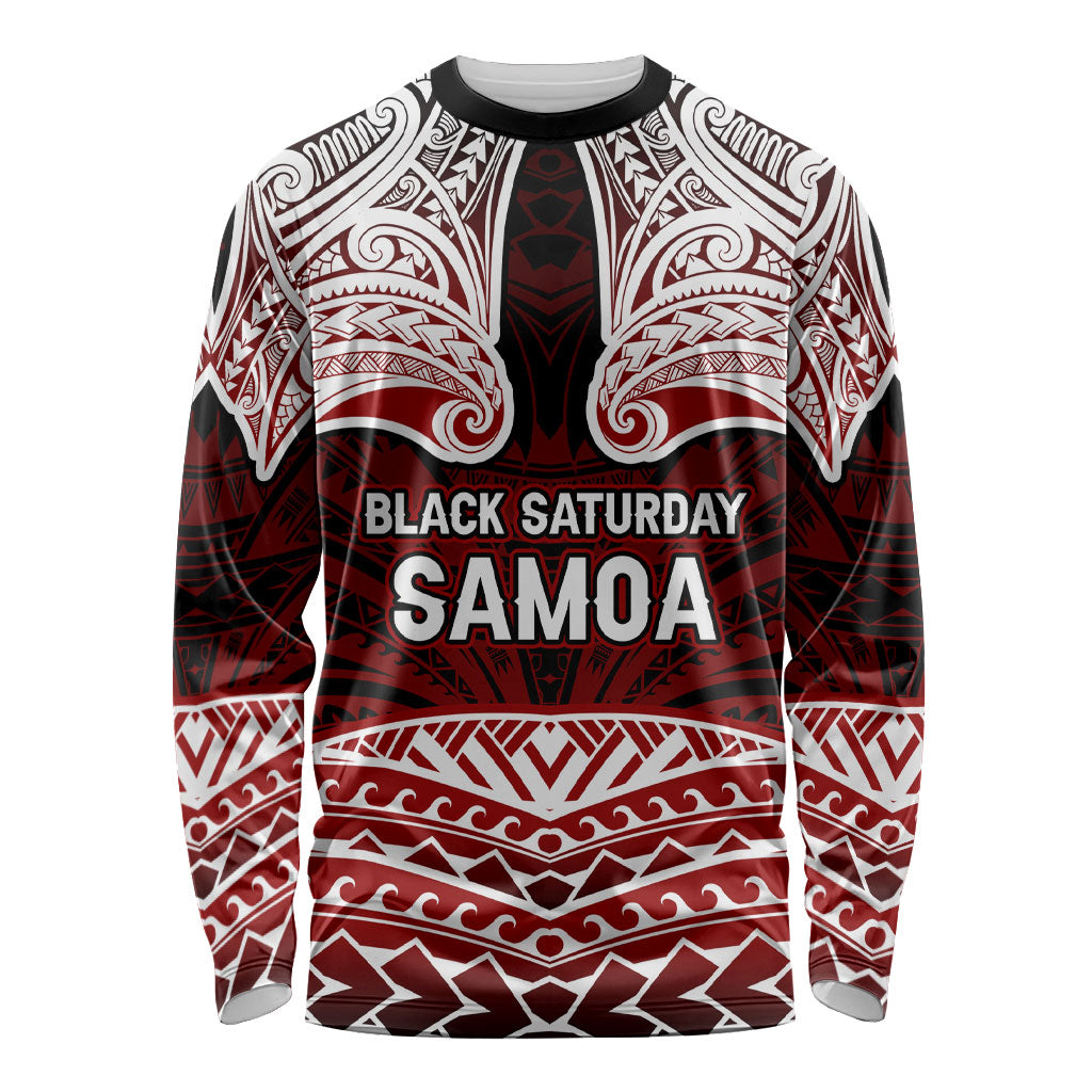 Samoa Black Saturday Mau Movement Long Sleeve Shirt Polynesian Tribal Pattern Coat Of Arms Graphic Art TS04 Unisex Red White - Polynesian Pride